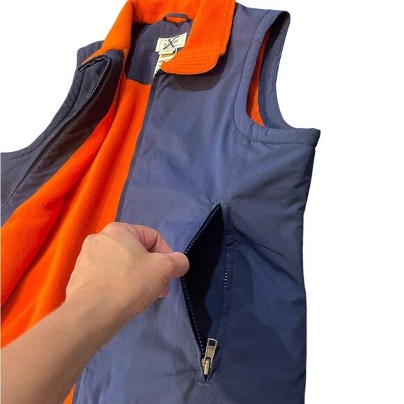 LL Bean Vest Fleece Lined Navy and Orange Womens Size Medium - Picture 8 of 12
